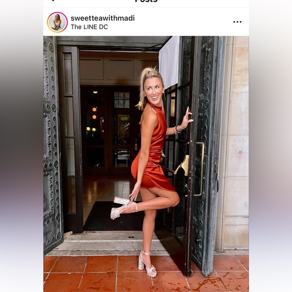 VICI DRESS NEW SIZE MEDIUM rust/burnt orange mini dress halter satin - Picture 2 of 6